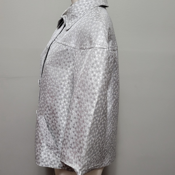 Lane Bryant metallic silver jacquard polka dot blazer size 14 - Picture 4 of 6
